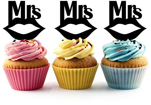 Mrs Wedding Kiss Lip Kuchenaufsätze Hochzeit Geburtsta Acryl Dekor Cupcake Kuchen Topper Stand für Kuchen Party Dekoration 10 Stück