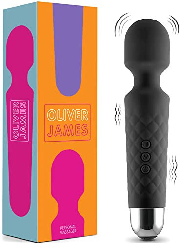 Vibrator für Frauen - Leises und Starkes Massagegerät + Akku - Sexspielzeug mit 20 Vibrationsmuster und 8 Geschwindigkeitsstufen - Kabelloser Dildo für Klitoris, G Spot - Oliver James (Schwarz)