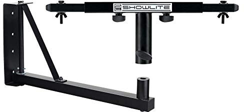 Showlite SAT-02 T Quertraversen Set mit Boxenwandhalter (Robuster Wandhalterung mit 36 mm Flansch im Set mit passendem Querträger für 2 Scheinwerfer) Schwarz