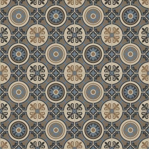 VINYL FLOORING UK Lifestyle Baroque Lisbon Beige & Blue Designer Effect Non Slip Vinyl Flooring for Bathroom Kitchen Living Room-2W(6'6) X 1L(3'3)