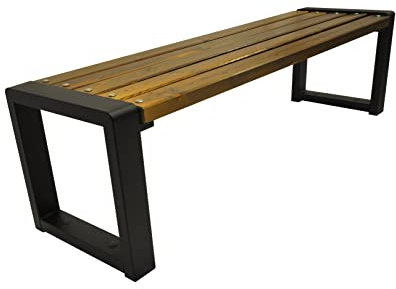 Primario Grande Gartenbank, Parkbank - Gartenmöbel, Outdoor Bank mit 350kg Tragfähigkeit - Sitzbank Holz Wetterfeste (Grande-BO, Nuss, 175cm - Sitzlänge, CE)