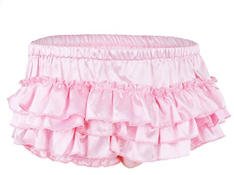 YiZYiF Perizoma Tanga da Uomo in Raso Ruffle Mutande Jockstrap Uomo Lingerie Sexy per Sissy Gay Natale Biancheria Intima String Thong Maschile Sportivo Underwear Erotico Rosa X-Large