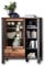 Stella Trading CARDIFF Highboard in Used Style Optik (dark) - hochwertiger Eyecatcher inkl. LED-Beleuchtung für Ihren Wohnbereich - 109 x 129 x 40 cm (B/H/T)