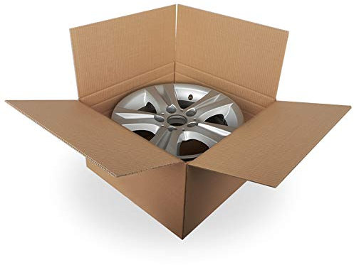 KK Verpackungen® Felgenkarton | 4 Stück, 18 50 x 50 x 29 cm, Doppelwelliger Versandkarton für eine 18 Zoll Felge mit variabler Kartonhöhe | Zweiwellige Versandverpackung für Felgen