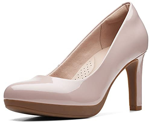 Clarks Ambyr Joy, Scarpe con Tacco Donna, Beige (Dusty Rose Patent Sintetico), 35.5 EU