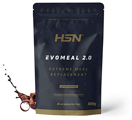 HSN Sustitutivo de Comidas Evomeal 2.0 | Chocolate 500g | Proteína Whey + Harina de Arroz + Vitaminas + Minerales + Omega 3 y 6 | No Contiene Dosificador | No-GMO, Sin Gluten y Vegetariano