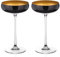 DIAMANTE Oro - Platillos de champán negro - Colección 'Oro Negro' - Par de platillos de champán de cristal negro/dorado