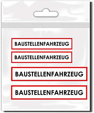 Baustellenfahrzeug 4er Set Kfz Heckaufkleber Baustellenfahrzeug | D02058
