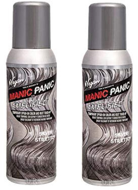 Manic Panic Silver Stiletto Color Spray, Vegan, Cruelty Free, Temporary Silver Hair Colour 2 x 100ml