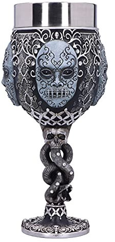 Nemesis Now Death Eater Collectable Goblet Harry Potter Todesfresser Maske Voldemort Sammlerstück Kelch, Kunstharz, Schwarz/Silberfarben, 19,5 cm