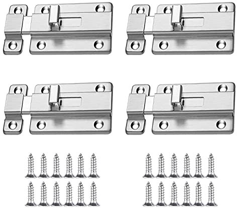 Boulon De Porte À Pêne Coulissant Loquet Verrou De Porte Coulissante Serrure Interieur Avec Des Vis Pour Porte De Salle De Bain Porte En Bois Porte Pour Animaux De Compagnie Chambre À Coucher 4 Pièces
