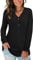 AUSELILY Women's Long Sleeve Tops V-Neck Jumpers Causal Button Down Sweatshirts Loose Henley T Shirt Blouse(Black,L)