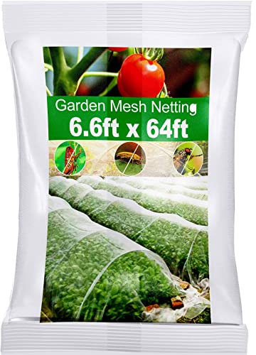 Wohohoho Garden Insect Mesh Netting 6.6ft x 64ft (2m x 20m), 1mm Ultra Fine Plant Covers for Garden Protection. Mosquito Net Pest Barrier for Vegetables Fruits Greenhouse Row Cover Raised Bed Barrier