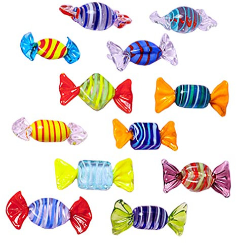 TOYANDONA 12Pcs De Bonbons en Verre Ornements Vintage Murano en Verre Bonbons Bonbons Artificielle Décoration pour Cadeaux Accueil Parti Décor De Mariage (Aléatoire Style)
