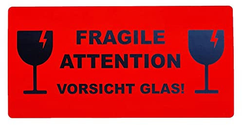 50 Aufkleber Etikett Versandaufkleber Fragile Attetion Vorsicht Glas