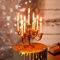 Happyyami 2pcs Candelabra Birthday Candles Golden Cake Candlestick Holders Cake Topper for Wedding Christmas Cupcake Decor