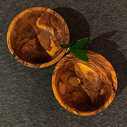 What the Art!® Olive Wood «Snackys» Gr. S | 2er Set Olivenholz Servierschalen | Handarbeit | Ø 10 x ↑ 5-6 cm | Snackschalen - Dipschalen - Dekoschalen