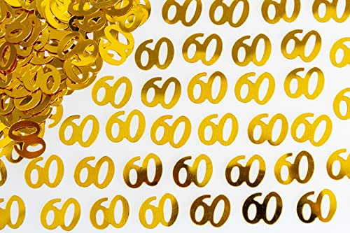SHATCHI 14g Gold 60th Birthday Confetti Foil Metallic Glitz Table Scatter Sprinkles Age Bday Party Decorations,12mm