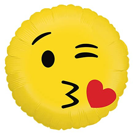 Party Factory Folienballon Emoji Kuss 45cm, Heliumballon, Luftballon für Geburtstag, Party, Mottoparty