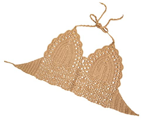 VALICLUD Häkeln Bikini Top Womens Boho Strickschnitzer Halshalter Banter Top Strang Cover up Badeugug für Frauen