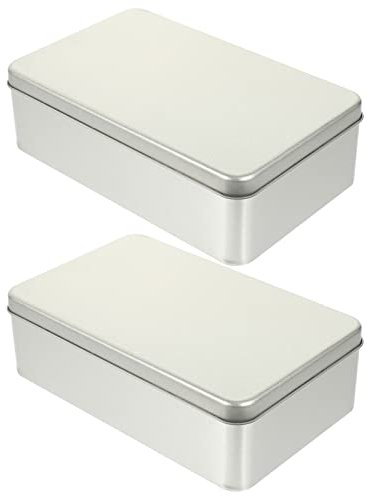 Zerodeko 2 Stücke Boxen Blechdose Zur Aufbewahrung Vorratsdosen Eckig Leeres Metall Lebensmittelbehälter Aus Blech Edelstahl Scharniere Behälter Mit Deckel Keksdose Plätzchen Weißblech