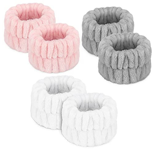 6 Stück Damen-Handgelenktücher zum Waschen des Gesichts, Mikrofaser-Handgelenk-Spa-Waschhandtuchband, Gesichtswaschen-Armbänder, saugfähige Armbänder, Handgelenk-Schweißband für Mädchen, verhindern,