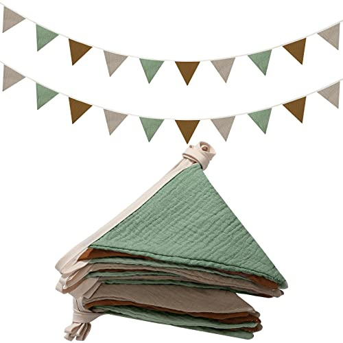 5.2 m blau-grau-braunes Wimpelbanner, 2 Stück dreieckige Wimpelkette, mehrfarbige Babygirlande, hängende Flagge, Banner für Hochzeit, Geburtstag, Babyparty, Kinderzimmerdekoration, jeweils 2.6 m lang