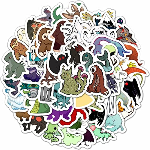 100Pcs Cryptid Stickers - Mothman, Lochness Monster, Bigfoot, Yeti, UFO Decals for Laptops