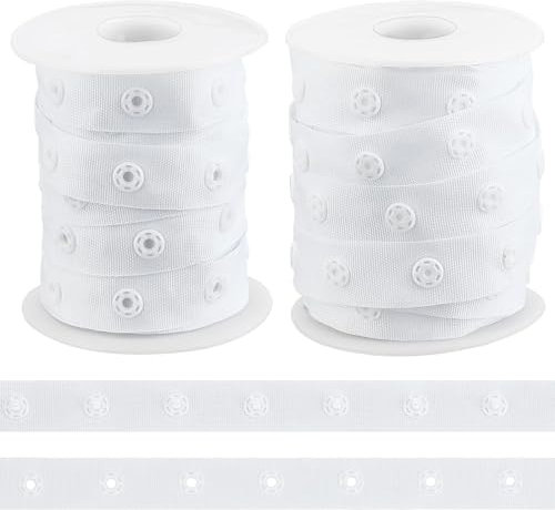 OLYCRAFT 8.6~9.1m Druckknopfband zum Nähen Druckknopfband weißes Polyester Knopfband Nähverschluss Kunststoff Druckknopfband zum Nähen Basteln Bekleidungszubehör - 1.8 cm breit
