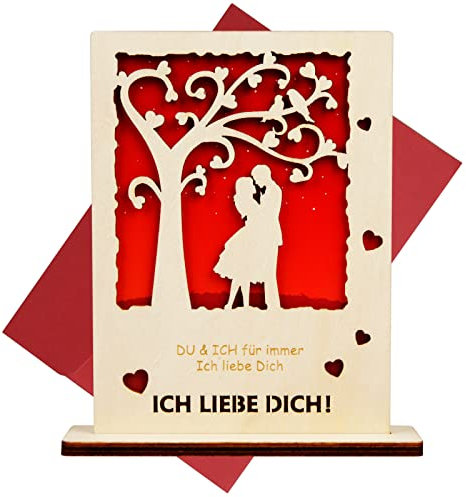 TAROME Ich Liebe Dich Grußkarte Holz Geschenkkarte mit Umschlag Holzkarte zum Valentinstag Hochzeitskarte beschreibbare Jubiläumskarte Liebeskarten für Valentinstag Jubiläum Hochzeitstag