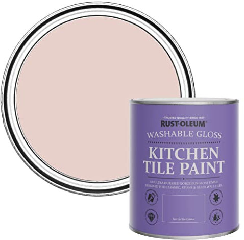 Rust-Oleum Pink Water-Resistant Kitchen Tile Paint in Gloss Finish - Pink Champagne 750ml