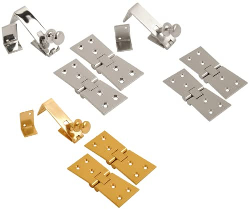 Generic Heavy Duty Chrome Brass Counter Flap Bar Hinge Catch (Satin Chrome, Pair)