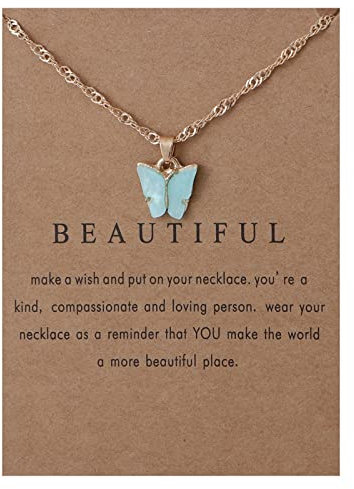 RIXERKOC Acryl Schmetterling Anhänger Halskette Verstellbare Schmetterling Kette für Frauen Mädchen Bunter Schmuck Geschenk für Geburtstag Valentinstag Muttertag