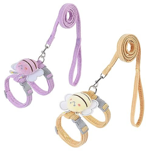Qixuer 2 Stück Hasen Geschirr Verstellbares, Hasenleine Kaninchen Geschirr Hasengeschirr Süßer Bienenstil Zuggurt Atmungsaktiv Kaninchenleine für Kleintiere Hamster Welpe Kaninchen Katzen