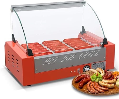 Hot Dog Maker Machine Commerciale À 7 Rouleaux For Hot-dogs Avec Couvercle, Cuisinière À Griller For Hot-dogs Électriques, Matériau En Acier Inoxydable, Machine À Griller Antiadhésive, Adaptée À La Ma