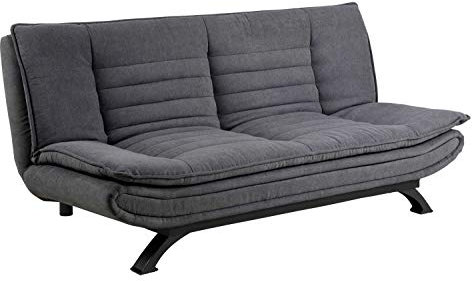 Home4You Schlafsofa Schlafcouch Funktionssofa | B 196 cm x T 98 cm | Mikrofaser | Dunkelgrau | Schlaffunktion