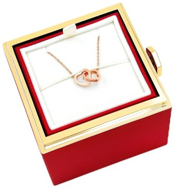 Uloveido Personalized Custom Engraving Two Names Interlocking Heart Necklace Double Love Pendant Choker Collarbone Chain