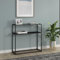 [en.casa] Mueble Recibidor Consola Mesa de Entrada con Estante Adicional Decorativo Tablero de Cristal Templado Estructura Metálica 80 x 80 x 30 cm - Negro