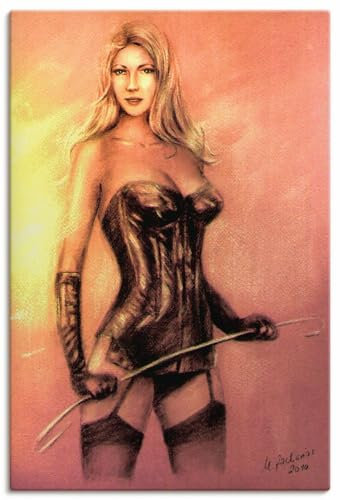 ARTLAND Wanddeko Leinwand Bilder Wandbild 40x60 cm Romantik Erotik Dessouse Sexy Domina Figur Frau U4VG