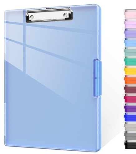 Piasoenc Klemmbrett mit Aufbewahrung, Klemmbretter mit 2 Aufbewahrungsboxen und A4-Papierordner, klare, trocken abwischbare Oberfläche, strapazierfähiger Kunststoff, Folio & seitliche Öffnung.