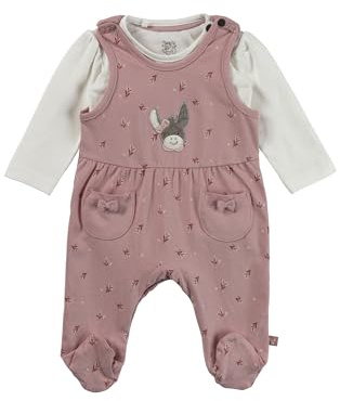 Sterntaler Strampler Set Blümchen – 2-teilig – Baby Strampler aus Jersey mit Esel Emmi Applikation & Langarmbody – bequemer Mädchen Zweiteiler ab Geburt - Druckknöpfe im Schritt – mattrosa – Größe 56