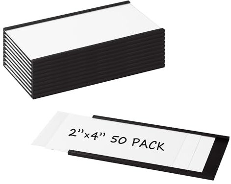 Realth Magnetische Etikettenhalter | 50 Stück C-Kanal Magnet -Etiketten | 50MM X 100MM | Beschreibbar Schmutzfrei Abnehmbar für Whiteboard Metall Hängeschränke und Schubladen(MLH2450)