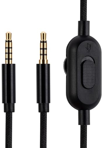 Astro A10 A10 Gen 2 A30 A40 A40 tr Ersatzkabel, kompatibel mit Logitech Astro A10 A10 Gen 2 A30 A40 A40 tr Gaming Headsets 3,5 mm Gaming Headsets Audio Line, Inline-Stummkabel, 1,8 m, Schwarz