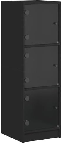 vidaXL Highboard, Beistellschrank mit Glastüren, Sideboard mit viel Stauraum, Schrank Kommode Hochschrank Wohnzimmer Schlafzimmer, Schwarz