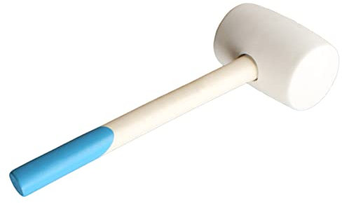 jojofuny 16oz Practical Wooden Handle Rubber Hammer for Tile Installation Ball Hammer