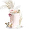 LACGO 30 PCS Boho Cake Decoration - Flower Cake Topper Floral Cake Decoration Pampas Cake Topper with Pink Bunny Tail Grass Gold Balls for Wedding Birthday Party