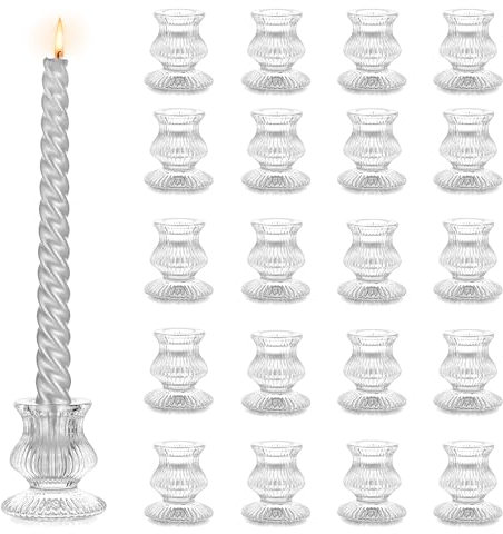 Kerzenständer Glas Kerzenhalter Stabkerze Stabkerzenhalter: Hewory 20 Stück Kerzenständer Stabkerzen Klein Hochzeit Party Tischdeko