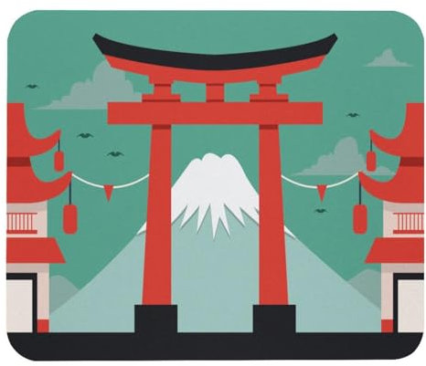 VAPOKF Gaming-Mauspad, japanisches Fuji-Mountain- und Torii-Druck-Mauspad für Schreibtisch, Heimbüro, rutschfeste Gummiunterseite, Tastatur-Pad, Laptop-Schreibtischunterlage