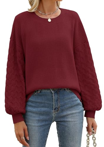 Lonya Jersey Mujer Invierno Elegante Redondo Sueter Casual Manga Larga Jerséis Punto Ropa Sweater Blusas Tops