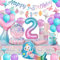 Meerjungfrau Partygeschirr Set, Meerjungfrau Geburtstag Deko 2 Jahre, Geburtstag Party Geschirr, Pappteller Kindergeburtstag Deko mit Luftballons für Geburtstagsdeko Mädchen 2 Jahre (2Jahre)